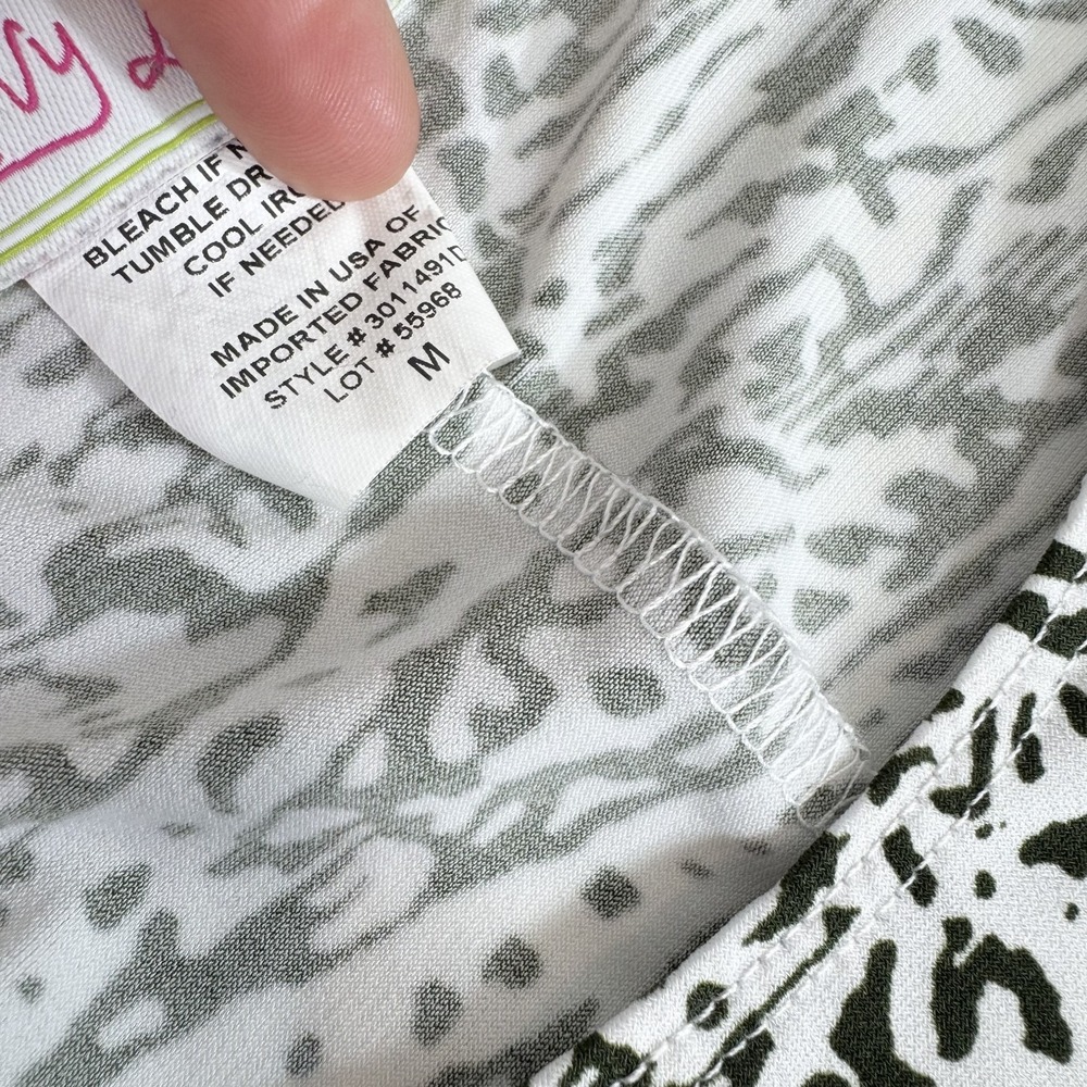My Lane Dress Womens Medium Black White Paisley Print Short Sleeve Made USA - Picture 3 of 8